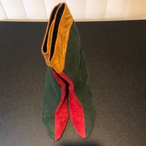 Red/Green Suede Boots